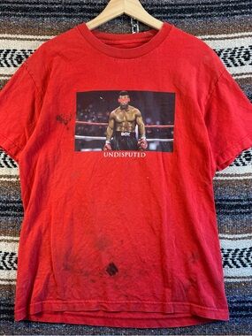 DGK Mike Tyson Undisputed Shirt Large Red Thrashed Distressed Skate Graphic Tee
